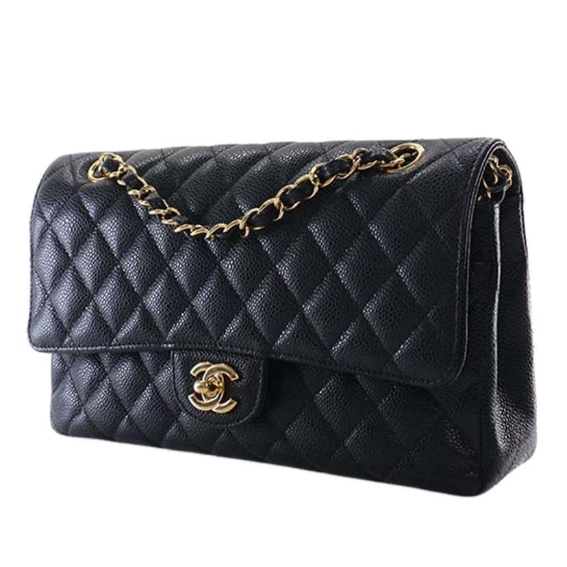 Chanel Medium Classic Caviar Double Flap Black Leather Good condition - Back View