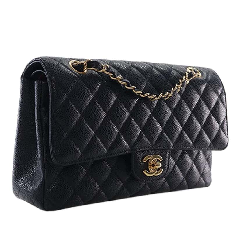 Chanel Medium Classic Caviar Double Flap Black Leather Good condition - Inside View