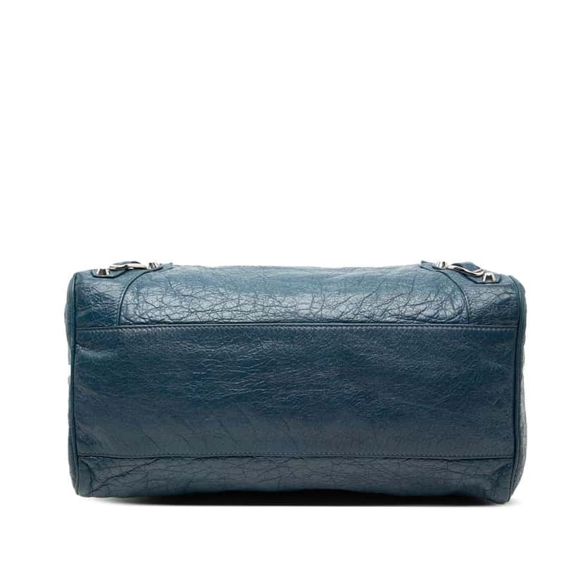 Balenciaga Lambskin Motocross Classic Velo Satchel Blue Leather Good condition - Inside View