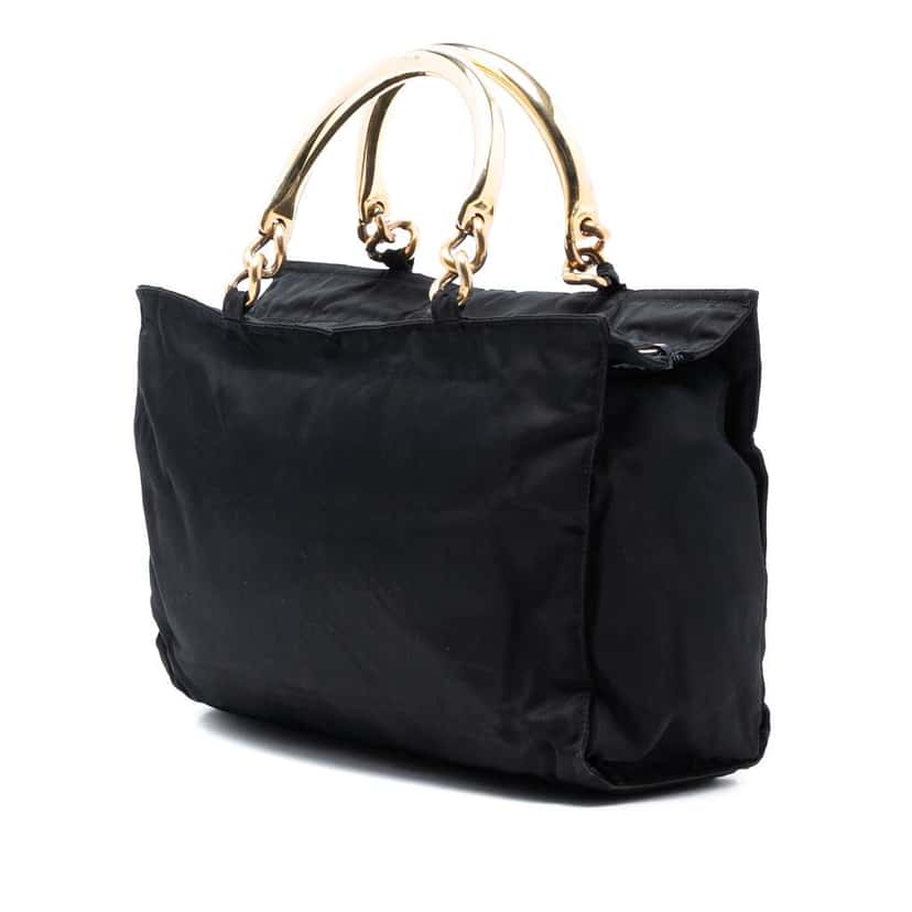 Prada Tessuto Metal Handle Bag Black Good condition - Back View