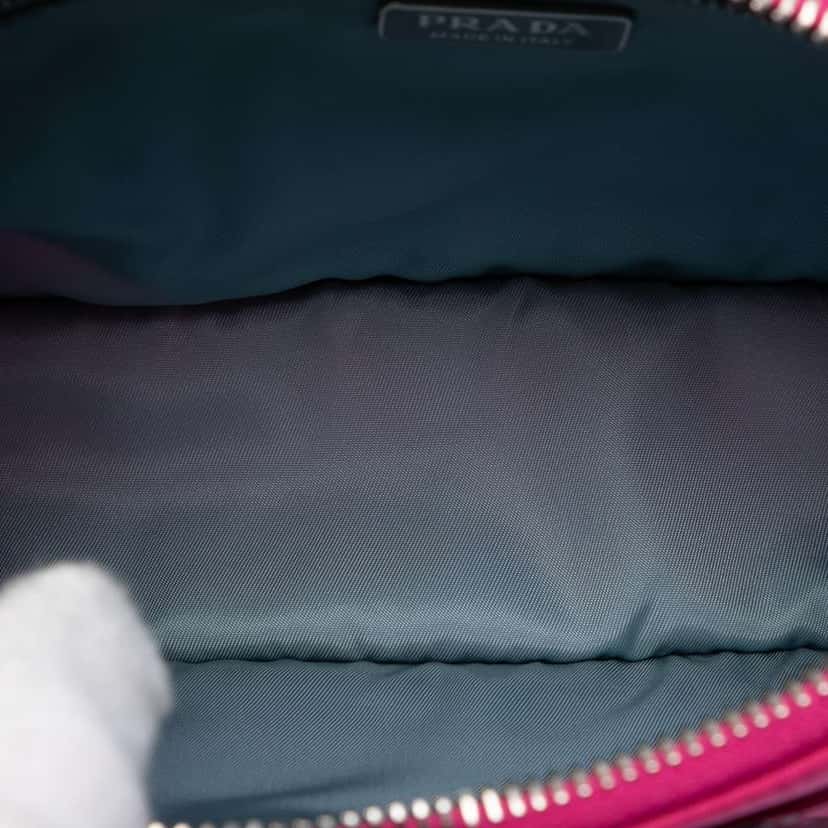 Prada Tessuto Studded Etiquette Shoulder Bag Pink Very good condition - Model View