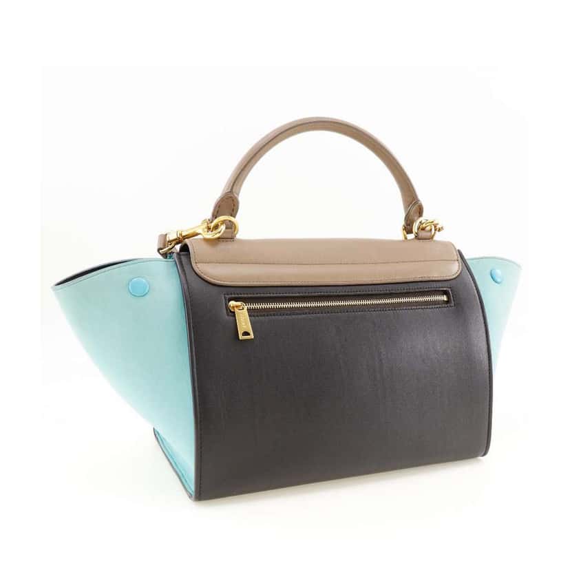 Celine Small Tricolor Leather Trapeze Satchel Black Leather Very good condition - Back View