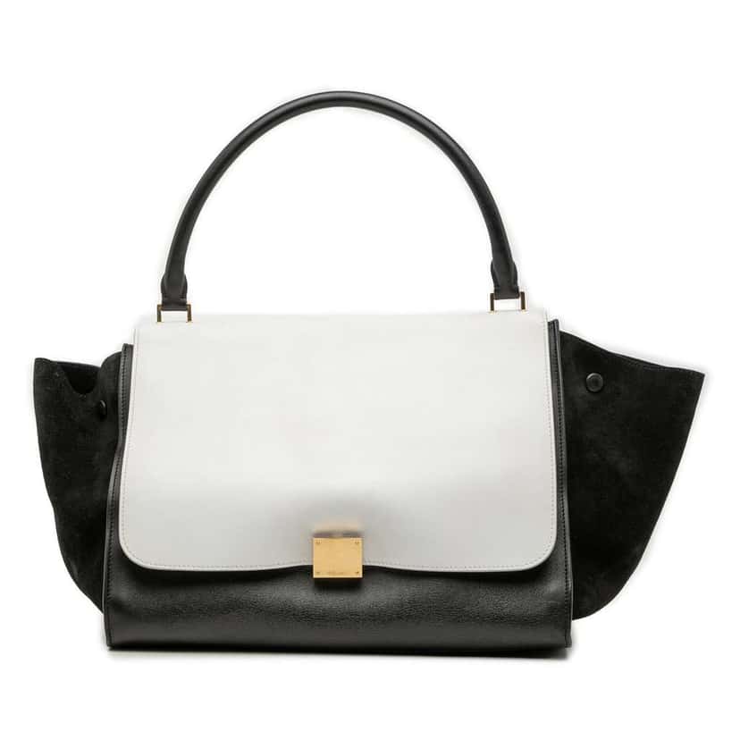 Celine Large Bicolor Leather Trapeze Satchel Black Leather Good condition - Front View