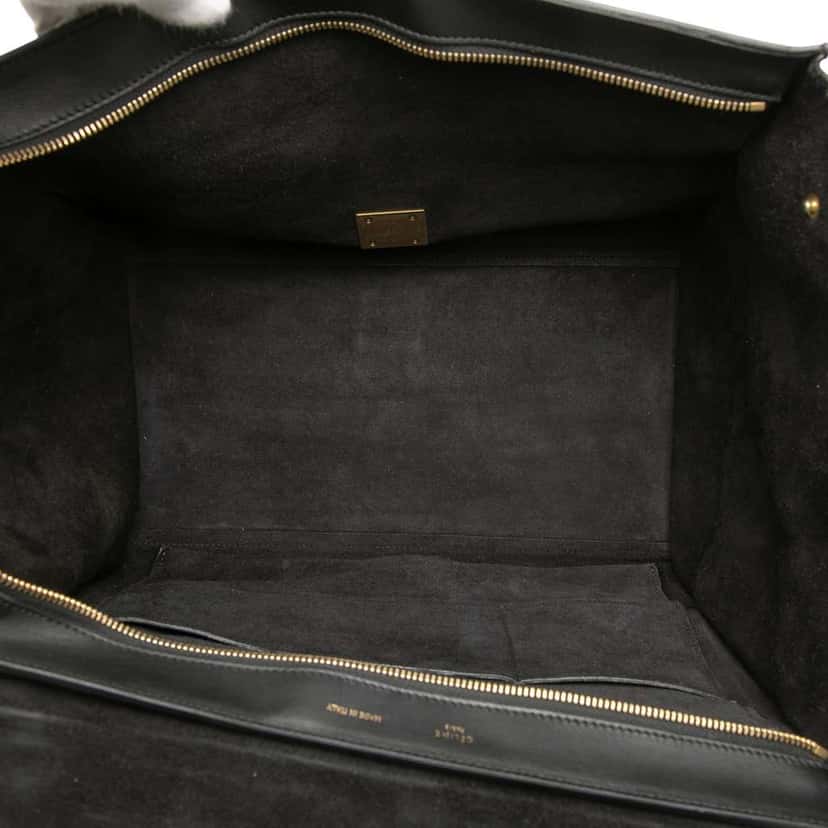 Celine Large Bicolor Leather Trapeze Satchel Black Leather Good condition - Model View