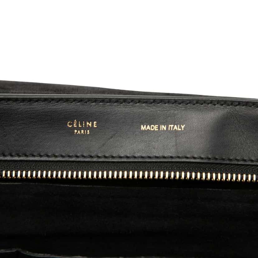 Celine Large Bicolor Leather Trapeze Satchel Black Leather Good condition - Box View