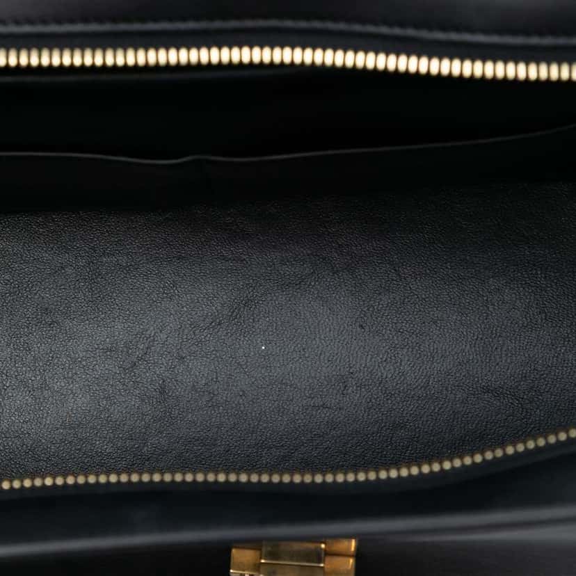 Celine Small Tricolor Calfskin and Suede Trapeze Satchel Black Leather Good condition - Model View
