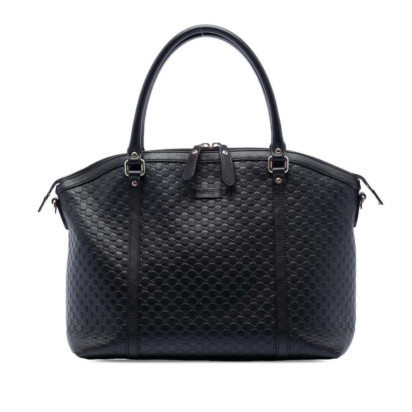 Gucci Large Microguccissima Dome Satchel Black Leather Good condition - Front View