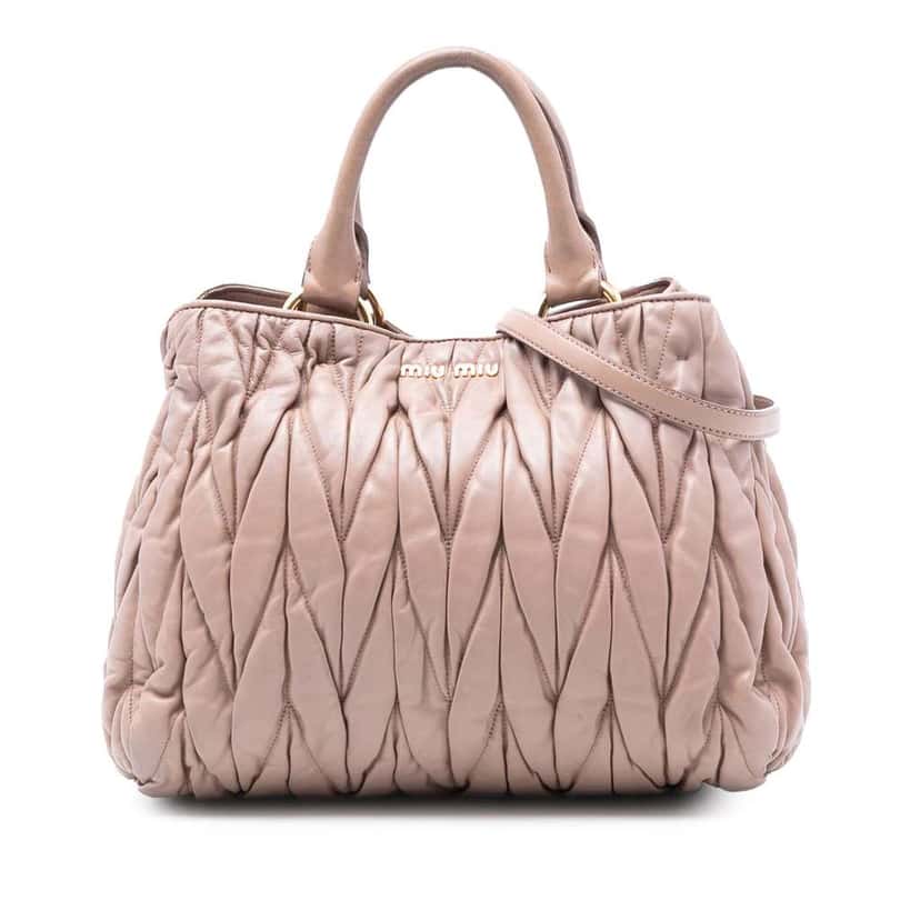 Miu Miu Matelasse Nappa Satchel Brown Leather Good condition - Front View