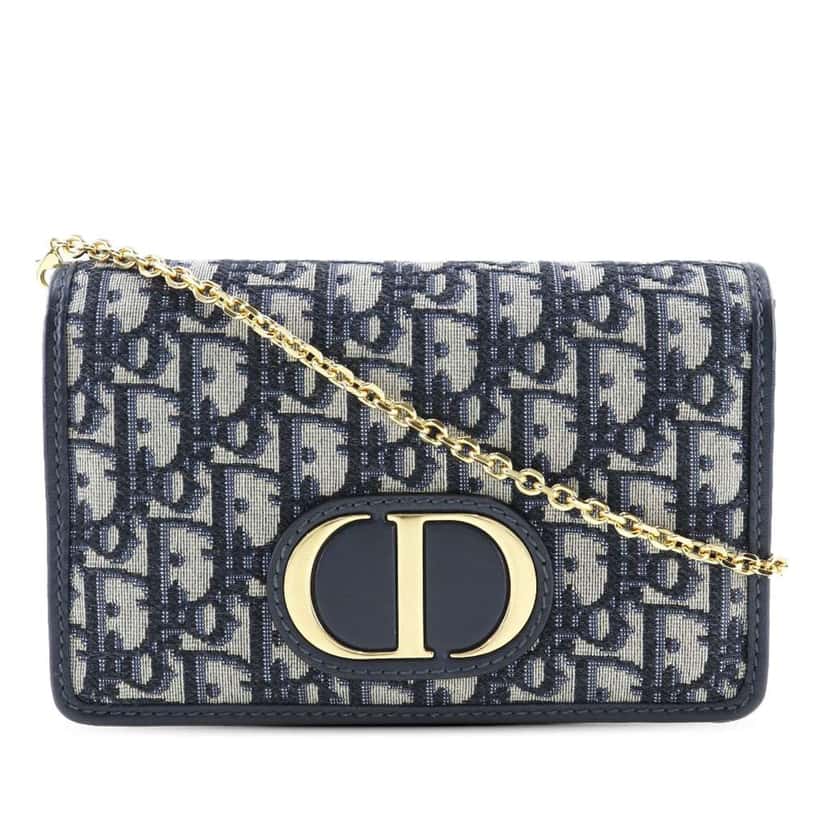 Dior Oblique 30 Montaigne 2 in 1 Pouch Blue Canvas Very good condition - Front View