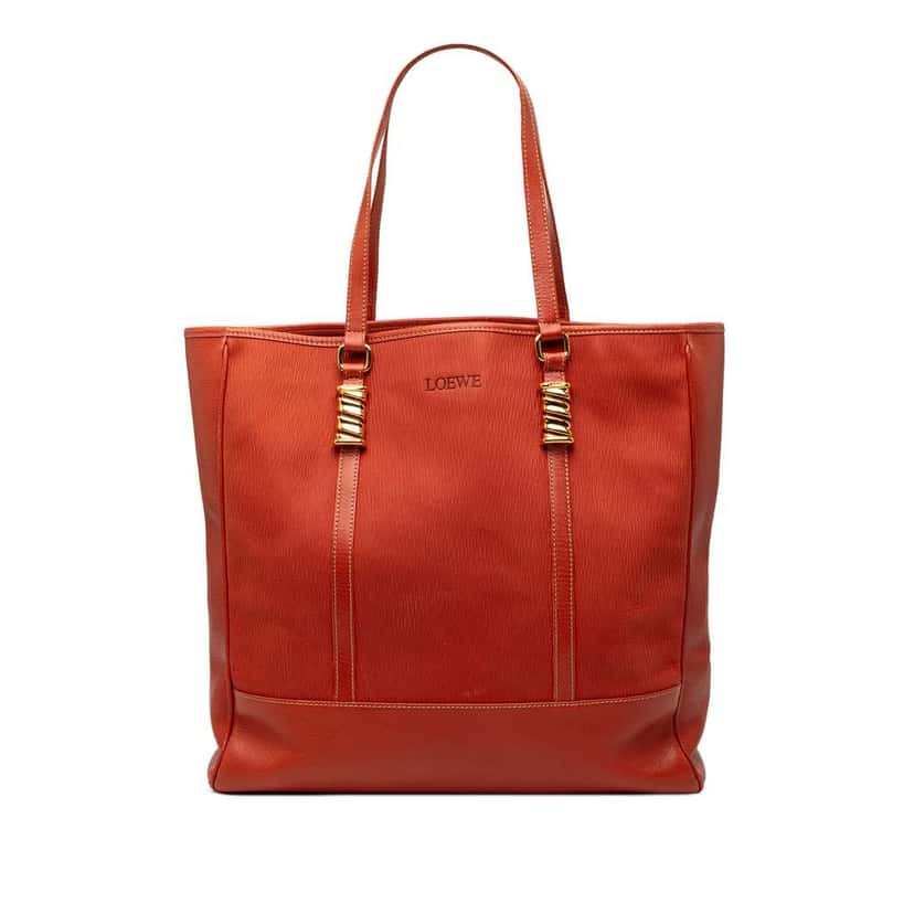 Loewe Leather Velazquez Twist Tote Orange Leather Very good condition - Front View