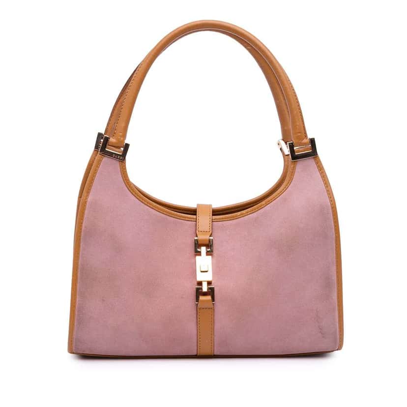 Gucci Suede Jackie Bardot Handbag Pink Leather Good condition - Front View