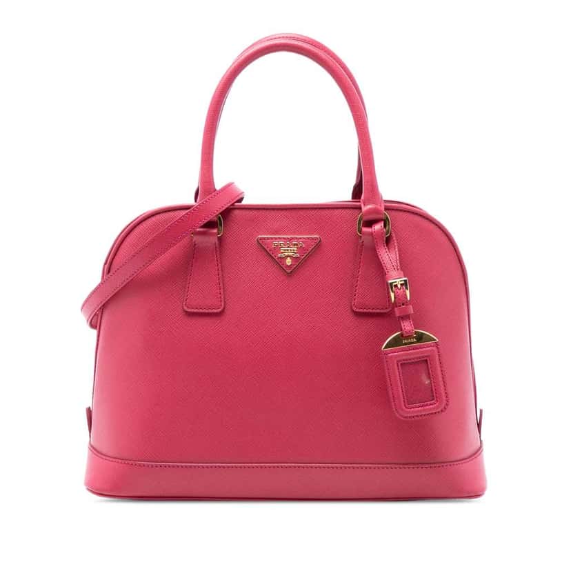 Prada Medium Saffiano Lux Open Promenade Satchel Pink Leather Good condition - Front View
