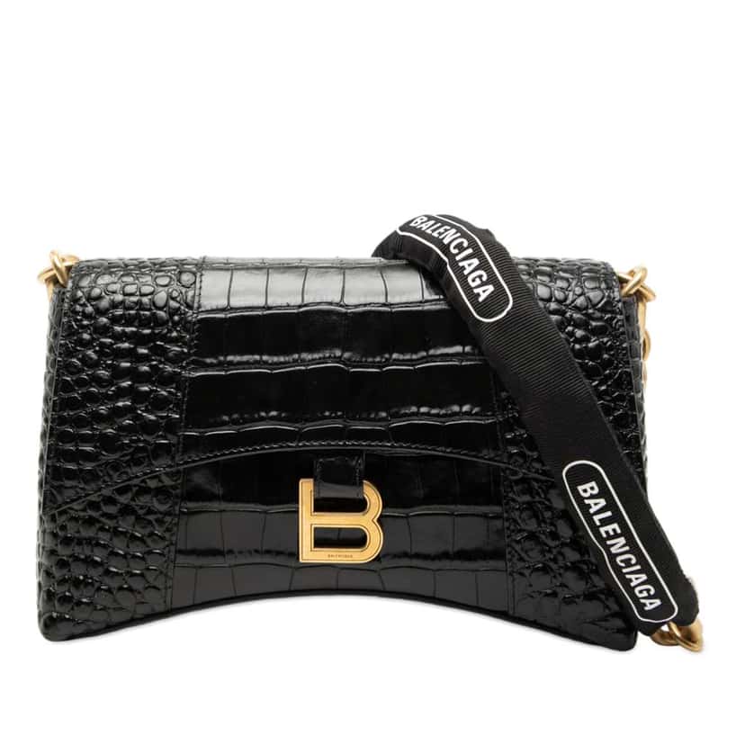 Balenciaga Croc Embossed Leather Downtown Crossbody XS Black Leather Good condition - Front View