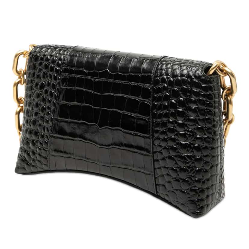 Balenciaga Croc Embossed Leather Downtown Crossbody XS Black Leather Good condition - Back View