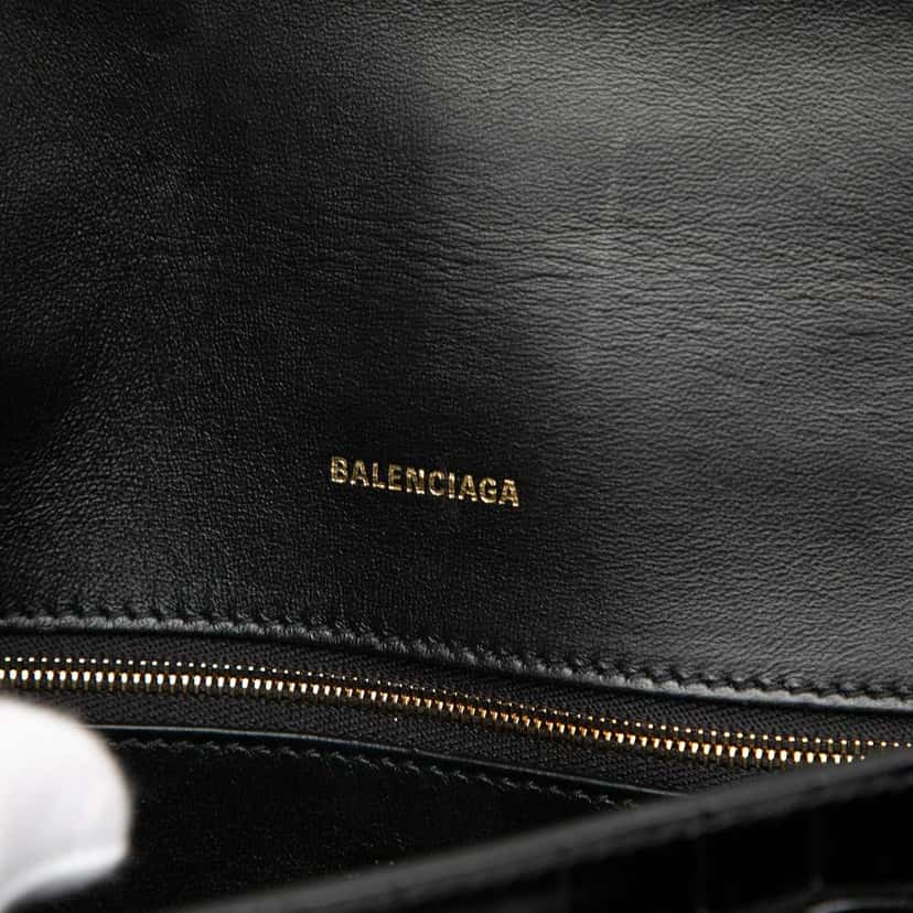 Balenciaga Croc Embossed Leather Downtown Crossbody XS Black Leather Good condition - Box View