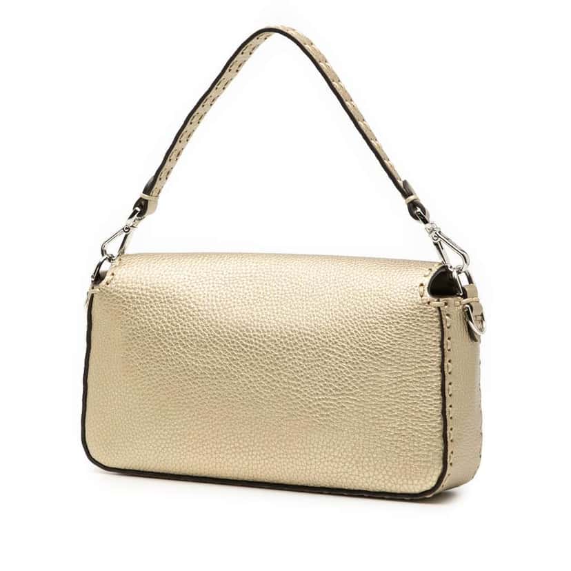 Fendi Medium Leather Selleria Baguette Satchel Gold Leather Good condition - Back View