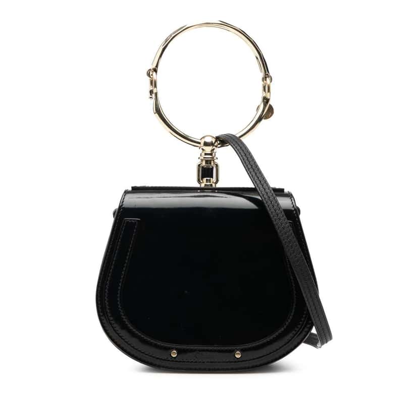 Chloé Small Patent Nile Bracelet Satchel Black Leather Good condition - Front View