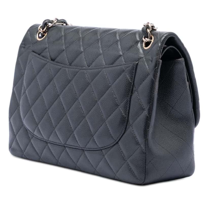 Chanel Jumbo Classic Caviar Double Flap Black Leather Very good condition - Back View