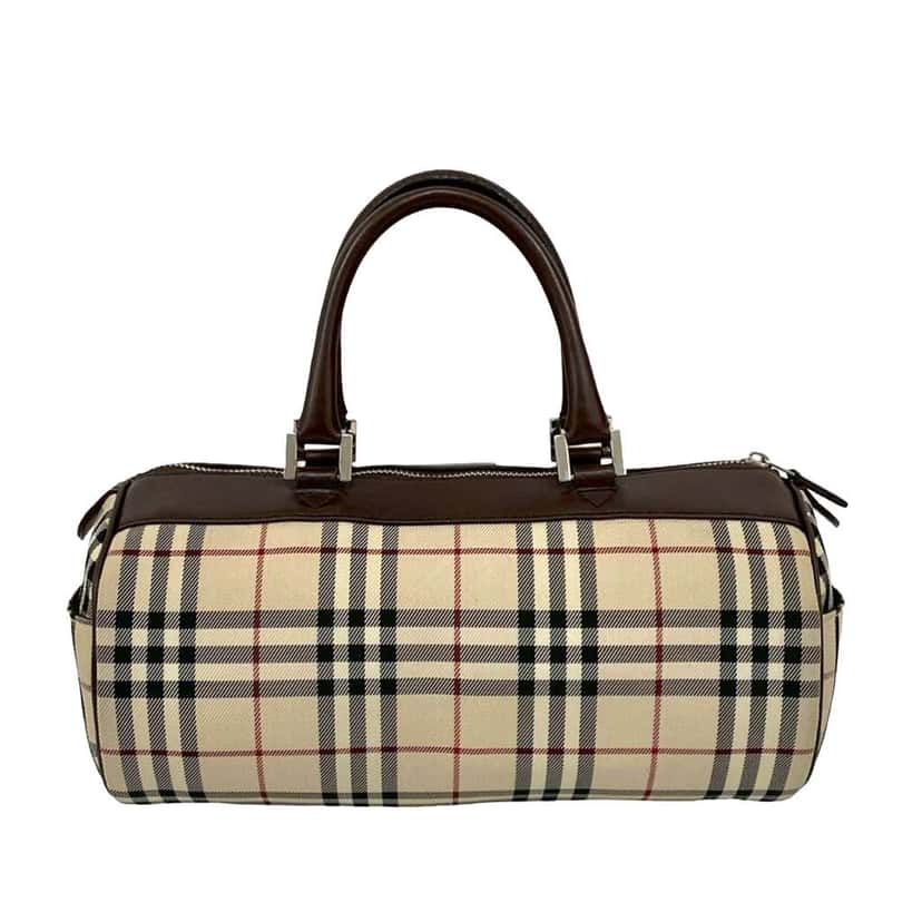 Burberry House Check Canvas Barrel Handbag Brown Canvas Good condition - Back View