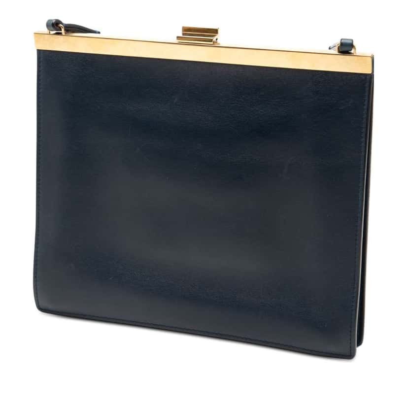 Celine Mini Leather Clasp Crossbody Blue Leather Good condition - Back View