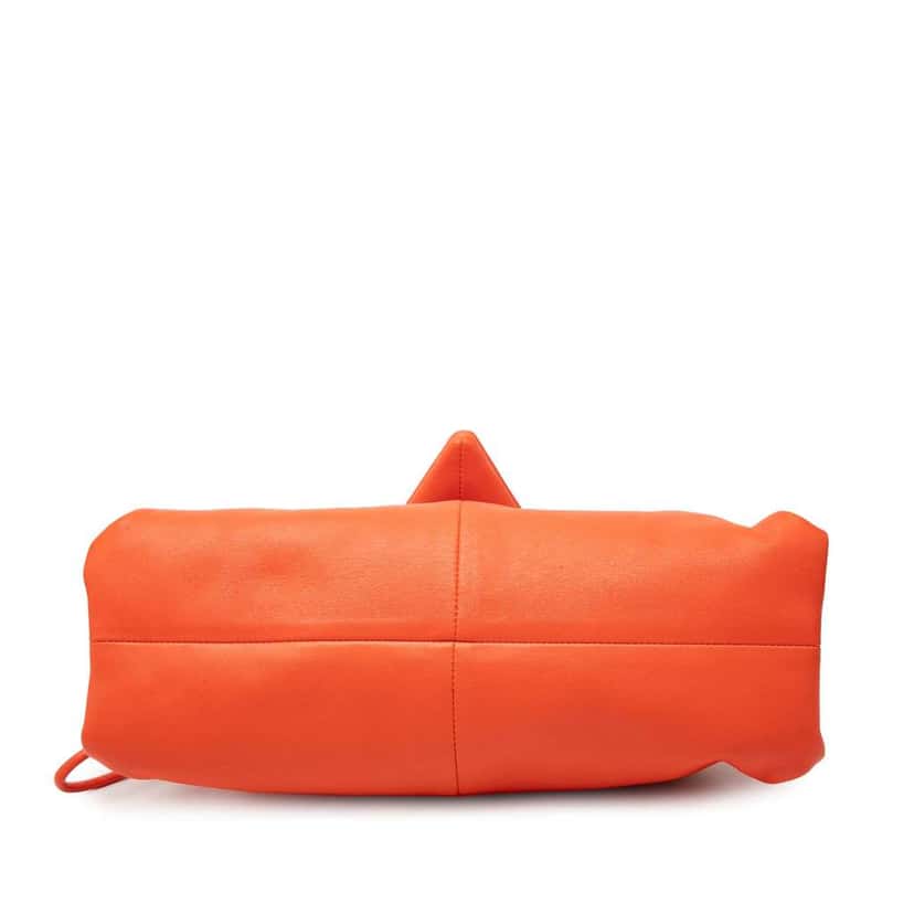 Bottega Veneta Lambskin Trine Fold Over Clutch Orange Leather Good condition - Inside View