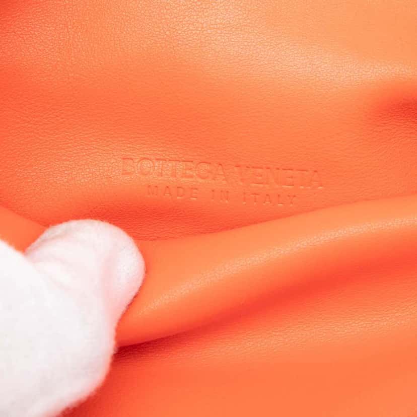 Bottega Veneta Lambskin Trine Fold Over Clutch Orange Leather Good condition - Box View