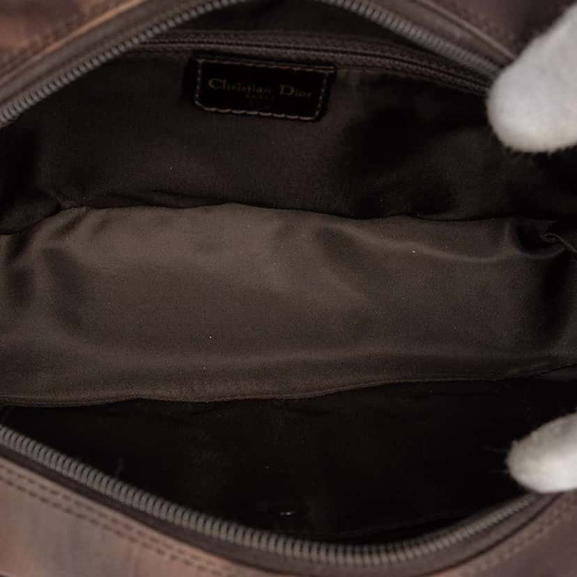 Dior Mini Printed Nylon Double Saddle Bowler Bag Brown Good condition - Model View