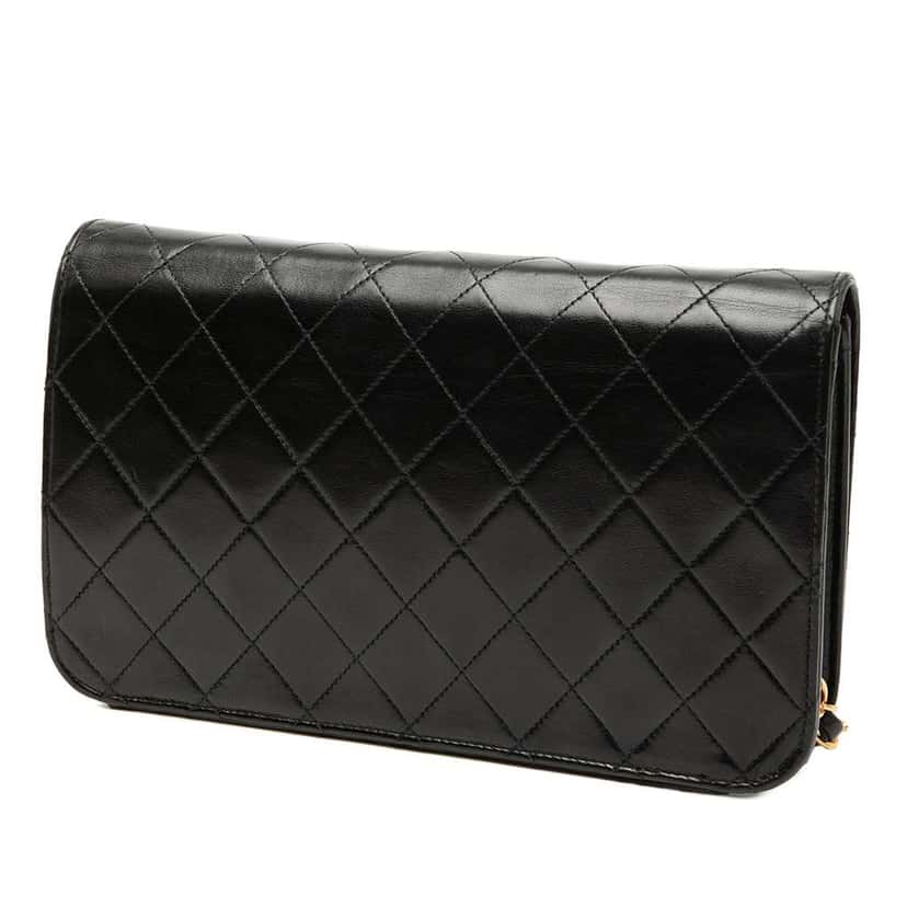 Chanel CC Quilted Lambskin Full Single Flap Black Leather Very good condition - Back View