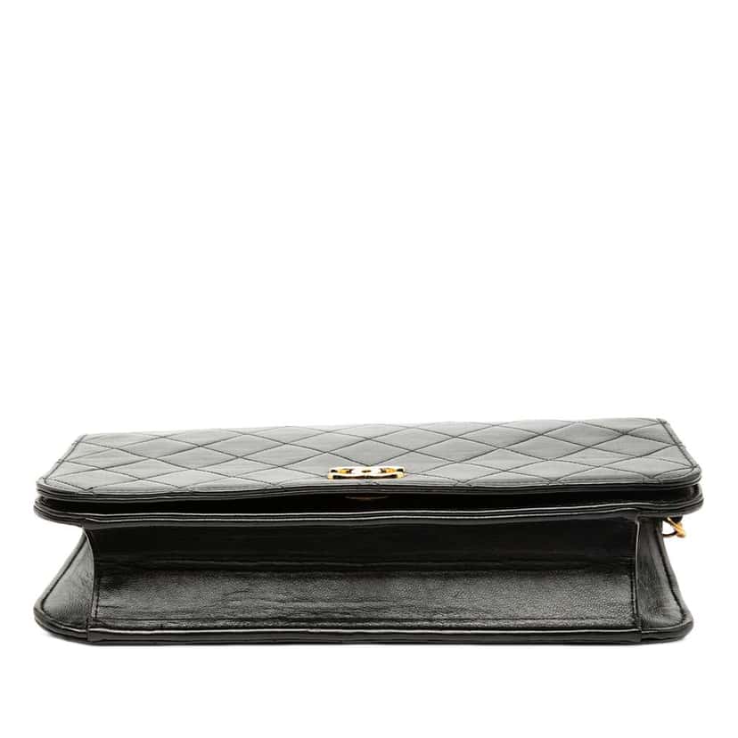 Chanel CC Quilted Lambskin Full Single Flap Black Leather Very good condition - Inside View