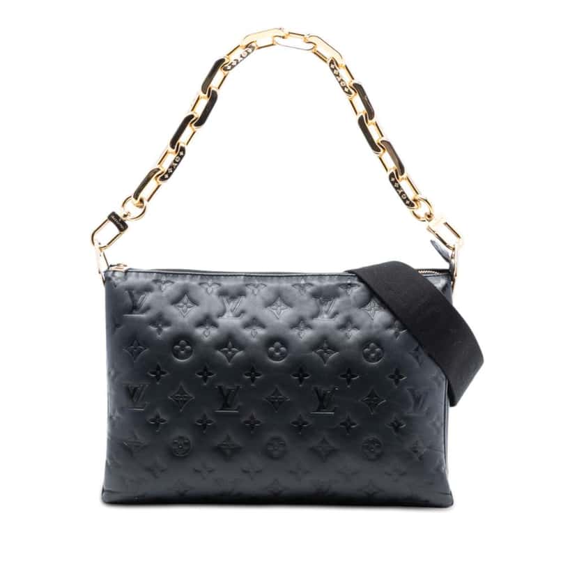 Louis Vuitton Monogram Embossed Puffy Lambskin Coussin MM Black Leather Very good condition - Front View