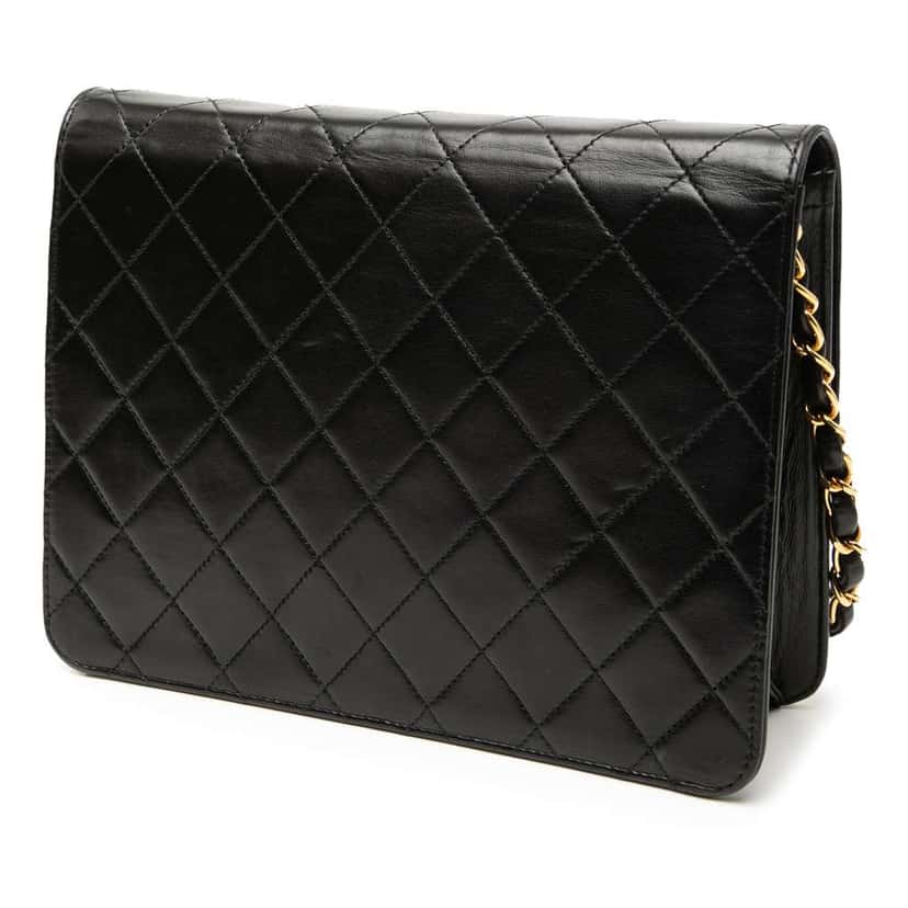 Chanel Small CC Quilted Lambskin Single Flap Black Leather Very good condition - Back View