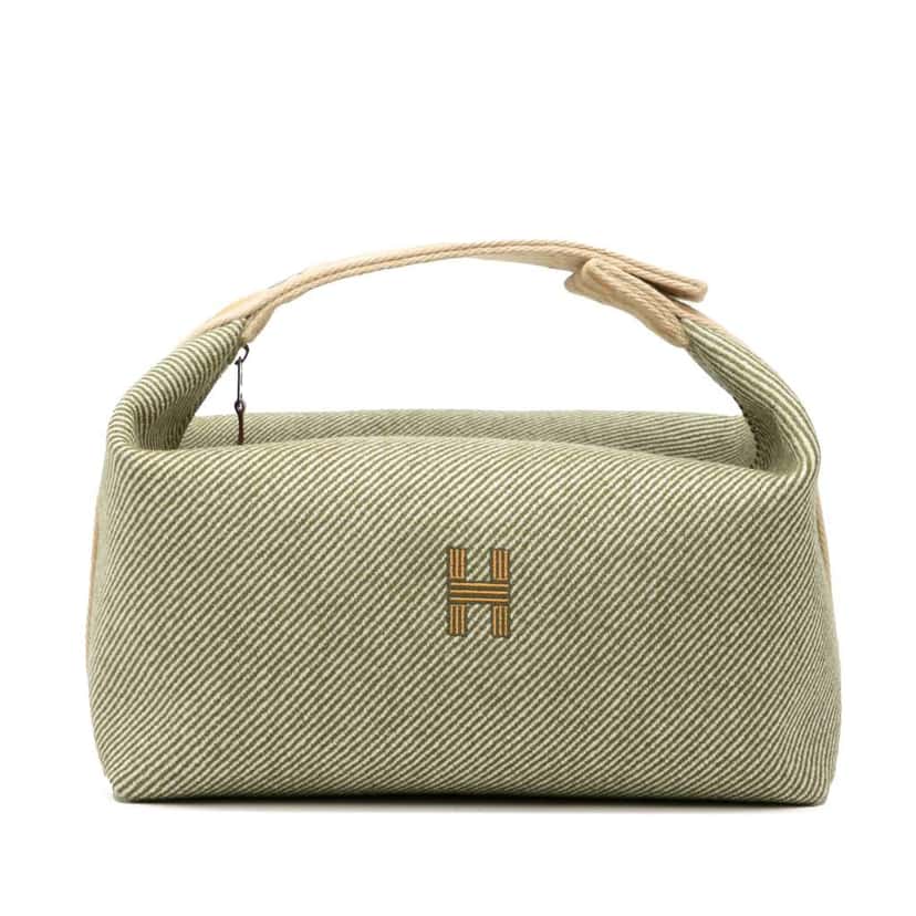 Hermès Large Wool Bride A Brac H Natte Case Green Wool Good condition - Front View