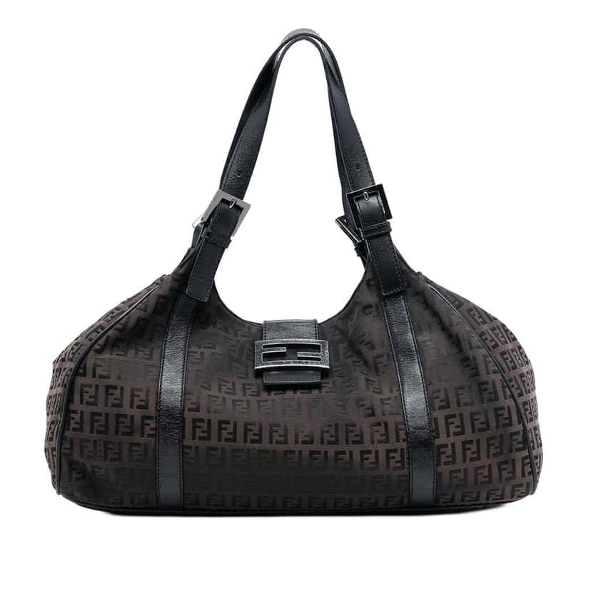 Fendi Zucchino Canvas Shoulder Bag Brown Canvas Good condition - Front View