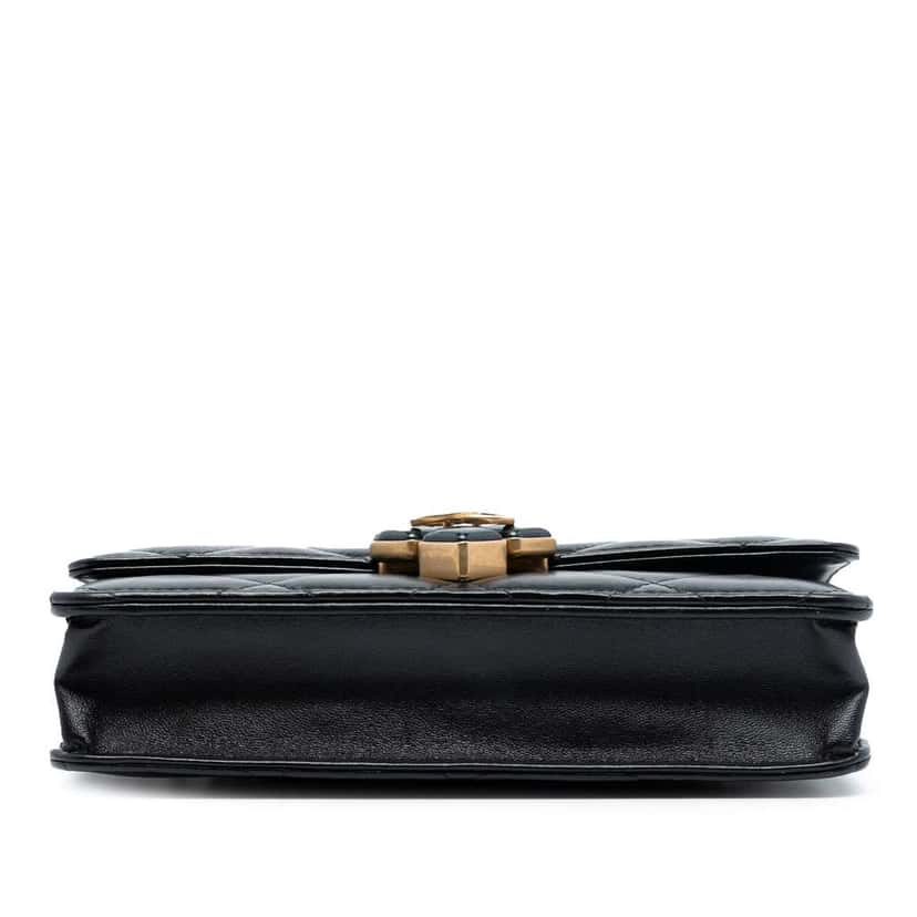 Chanel CC Quilted Lambskin Diamond Lock Wallet on Chain Black Leather Very good condition - Inside View