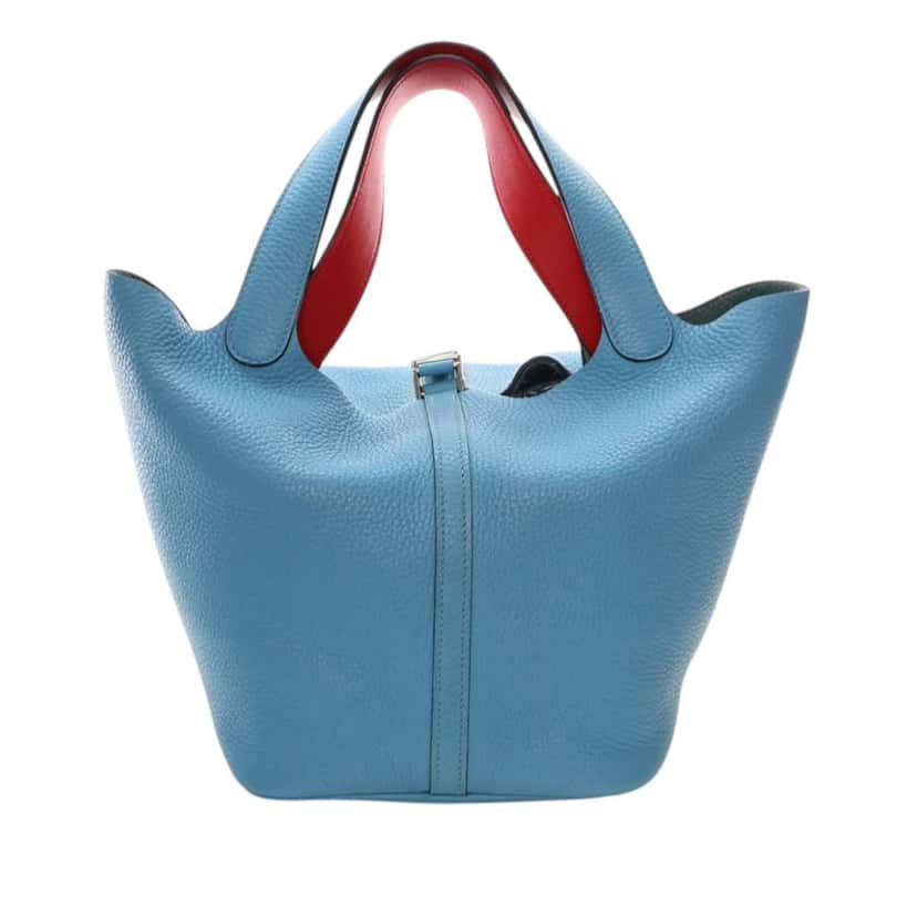 Hermès Clemence and Swift Picotin Lock 22 Eclat Blue Leather Good condition - Model View