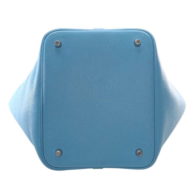 Hermès Clemence and Swift Picotin Lock 22 Eclat Blue Leather Good condition - Box View