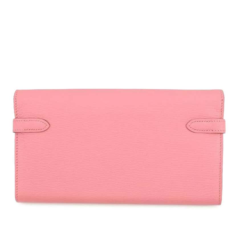 Hermès Chevre Mysore Kelly To Go Wallet Pink Leather Good condition - Back View