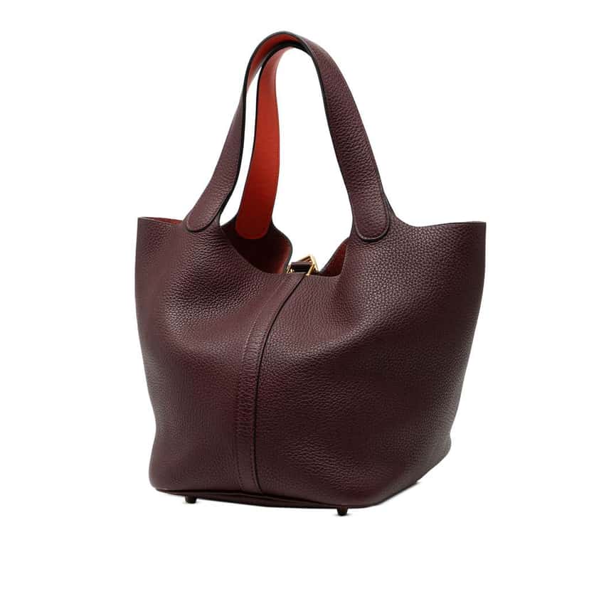 Hermès Clemence and Swift Picotin Lock 22 Eclat Purple Leather Good condition - Back View