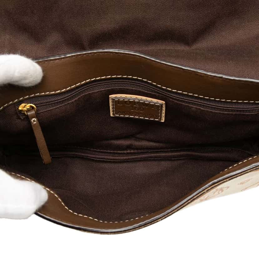 Loewe 160th Anniversary Suede Trimmed Canvas Flap Shoulder Bag Brown Canvas Very good condition - Model View