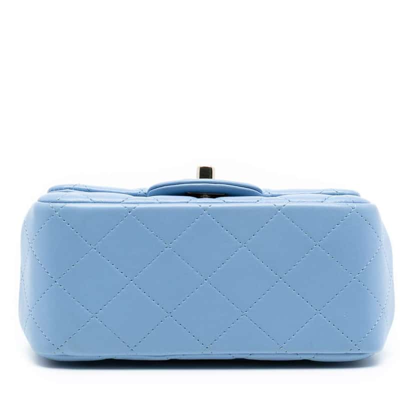 Chanel Mini Square Classic Lambskin Single Flap Blue Leather Good condition - Inside View