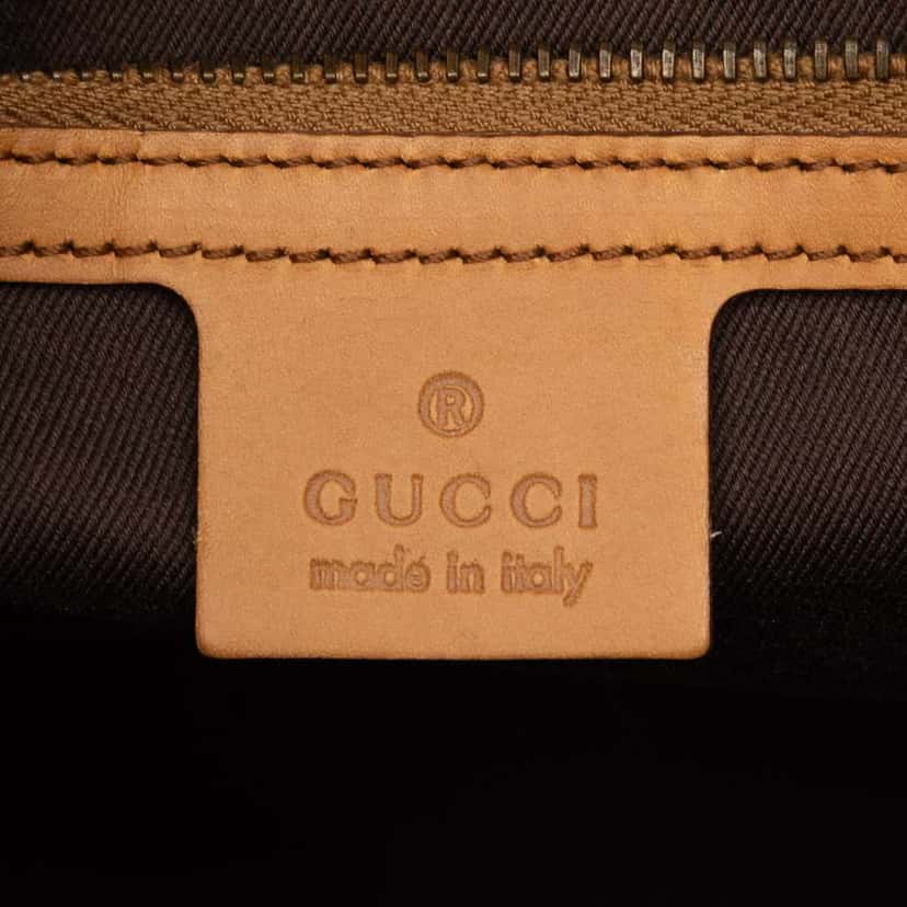 Gucci Suede GG Canvas Nailhead Handbag Brown Leather Good condition - Box View