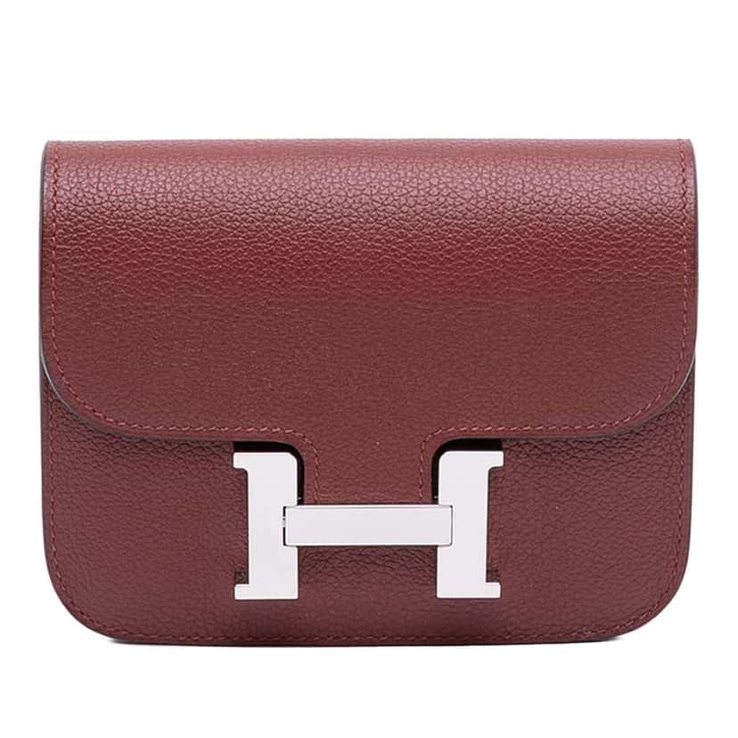Hermès Clemence Constance Slim Wallet Red Leather Never worn - Front View