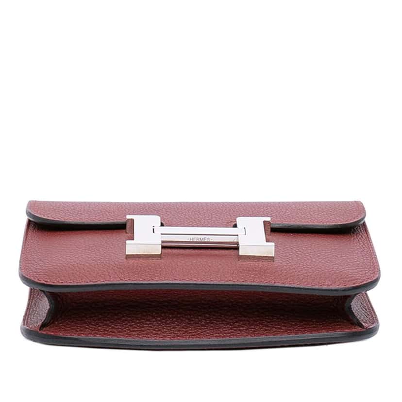 Hermès Clemence Constance Slim Wallet Red Leather Never worn - Inside View