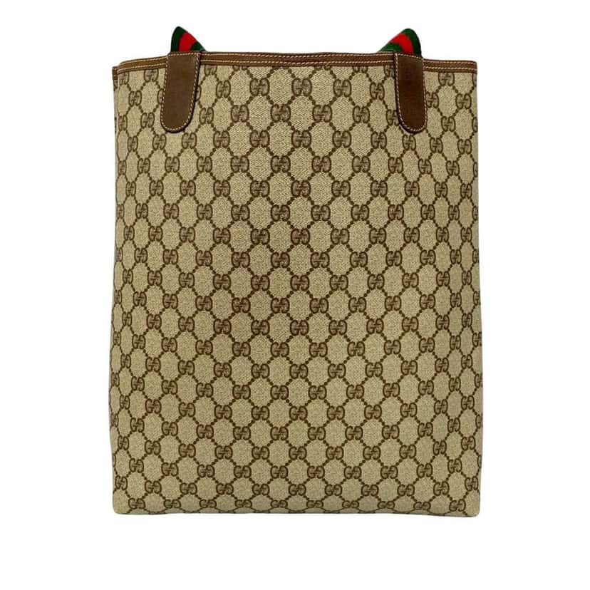 Gucci GG Supreme Web Tote Brown Canvas Good condition - Back View