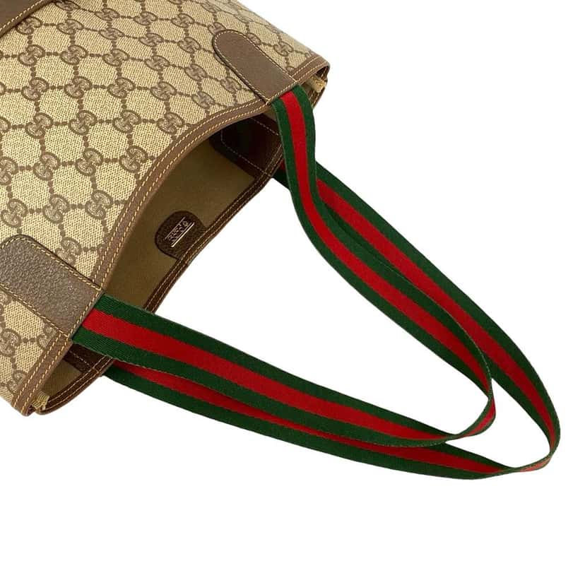 Gucci GG Supreme Web Tote Brown Canvas Good condition - Box View