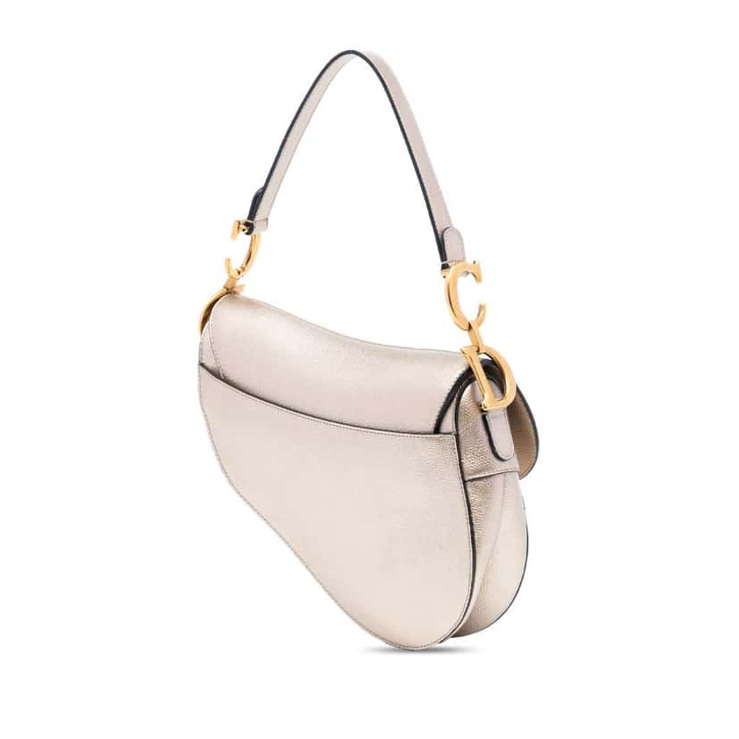 Dior Metallic Grained Calfskin Saddle Bag Gold Leather Good condition - Back View