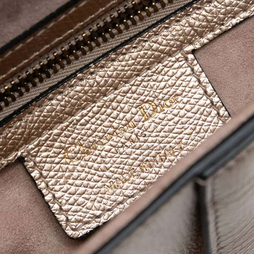 Dior Metallic Grained Calfskin Saddle Bag Gold Leather Good condition - Box View