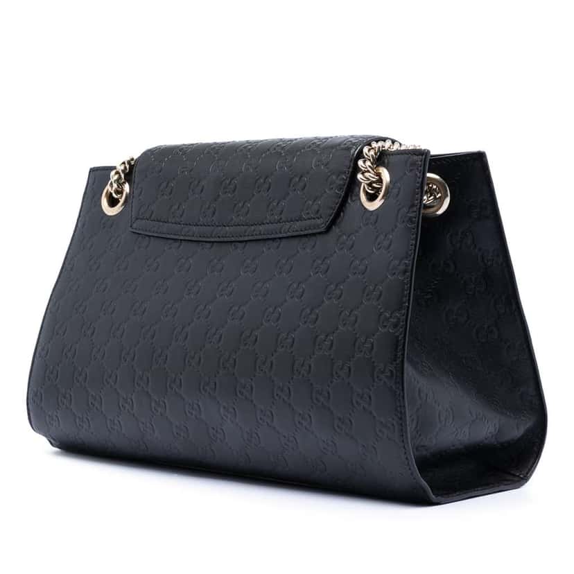 Gucci Large Guccissima Emily Shoulder Bag Black Leather Good condition - Back View