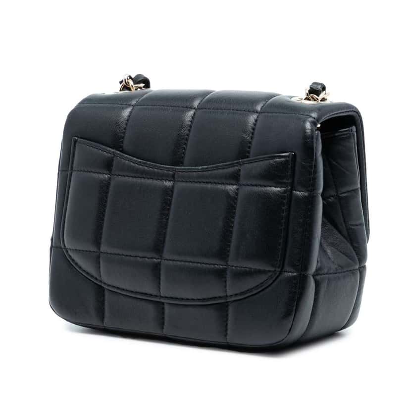 Chanel Mini Square Lambskin Resin Crystal Monacoco Flap Black Leather Very good condition - Back View