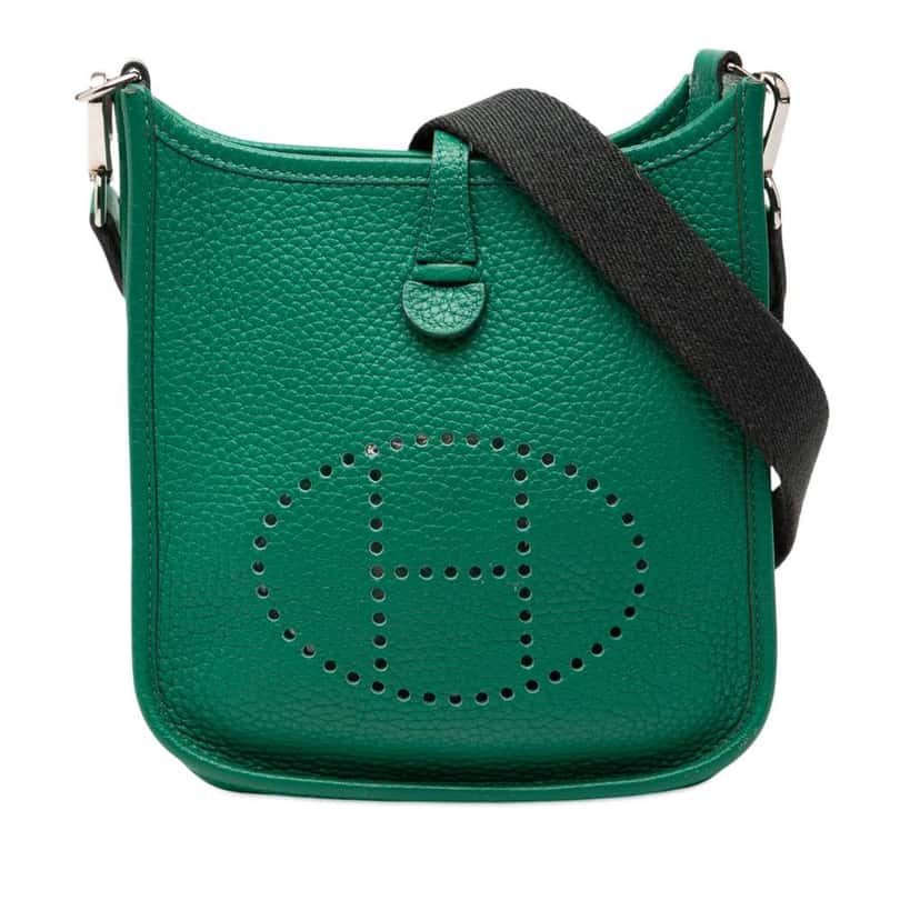 Hermès Clemence Evelyne TPM Green Leather Good condition - Front View